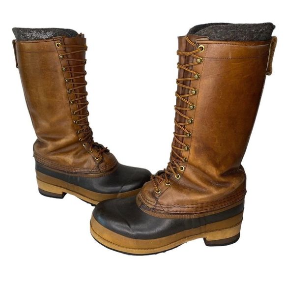 Vintage Grizzly Boot Company Boots 16" Brown Leather Harsh Weather Insulated - Picture 1 of 9